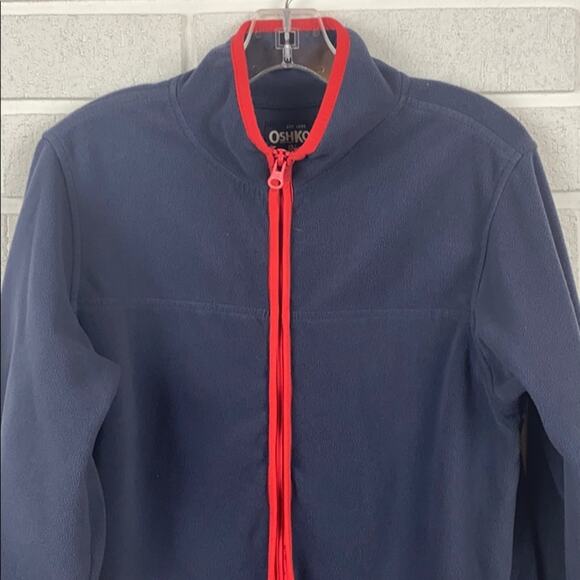 Oshkosh Big Boys Blue & Red Zip Fleece Top Jacket Size 14 - Picture 2 of 8
